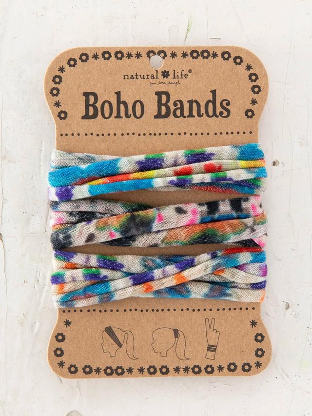 Boho Bands Hair Ties, Set of 3 - Blue Fuchsia Marigold Tie-Dye Product Image