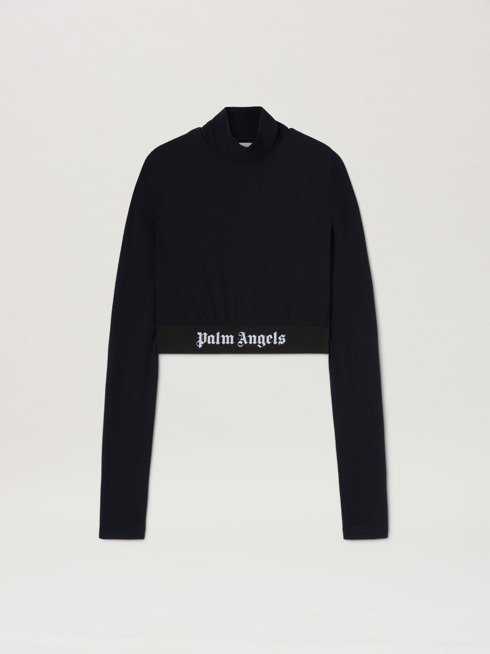 Classic Logo Mock neck Top in black  - Palm Angels® Official  Product Image