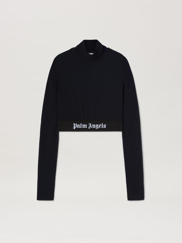 Classic Logo Mock neck Top in black  - Palm Angels® Official  Product Image