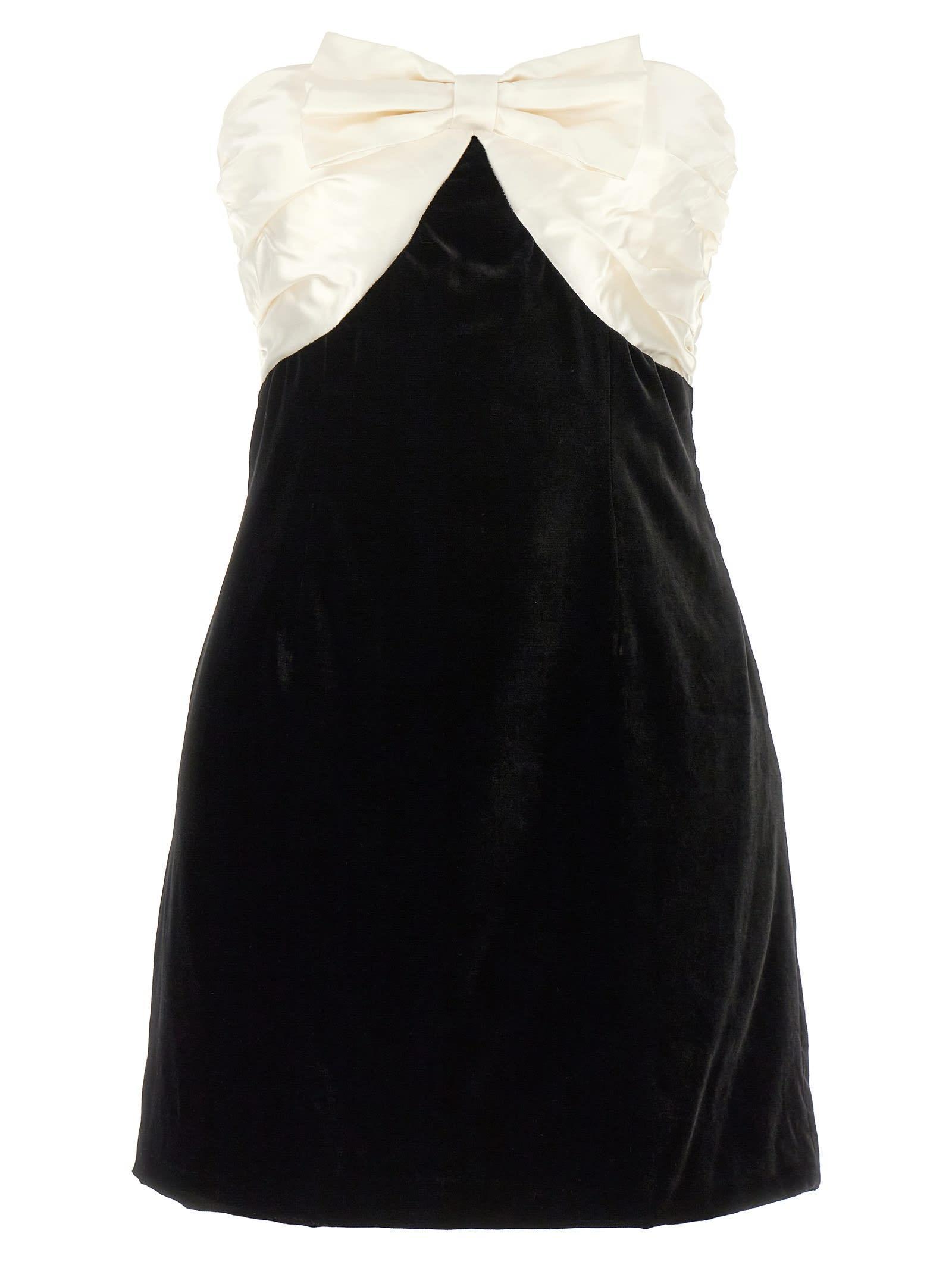 ALESSANDRA RICH Bow-detail Strapless Velvet Minidress In Black Product Image