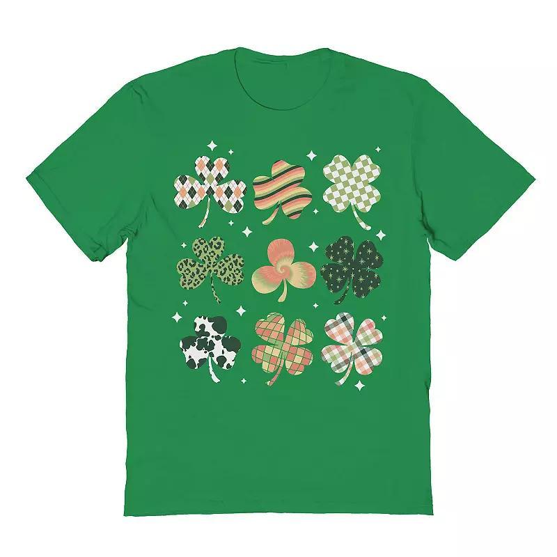 Mens St Patricks Day Clover Grid Graphic Tee Product Image