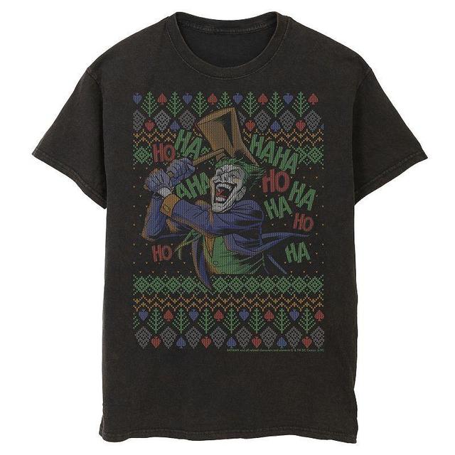 Mens Batman The Joker Laughing Vintage Knit Style Tee, Mens Product Image