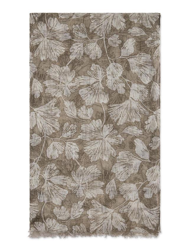 Womens Ginkgo Print Linen Scarf Product Image