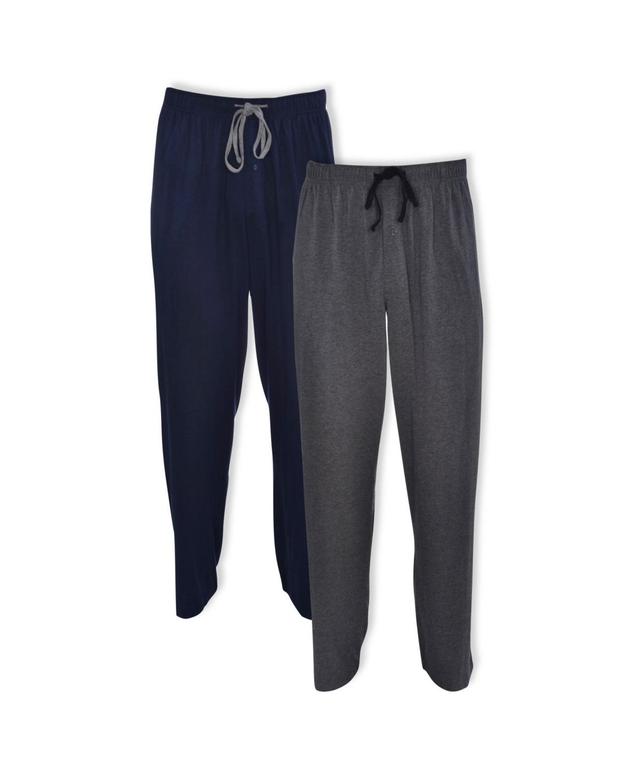 Big & Tall Hanes 2-pack Solid Knit Pajama Pants, Mens Navy Grey Product Image