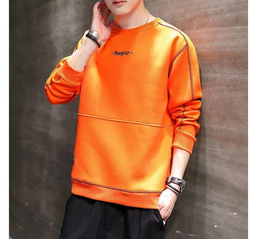 Long-Sleeve Crew Neck Lettering Sweatshirt Product Image