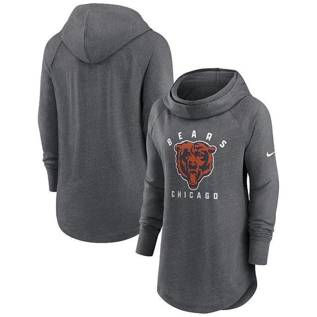 Womens Nike Heather Charcoal Chicago Bears Raglan Funnel Neck Pullover Hoodie Product Image