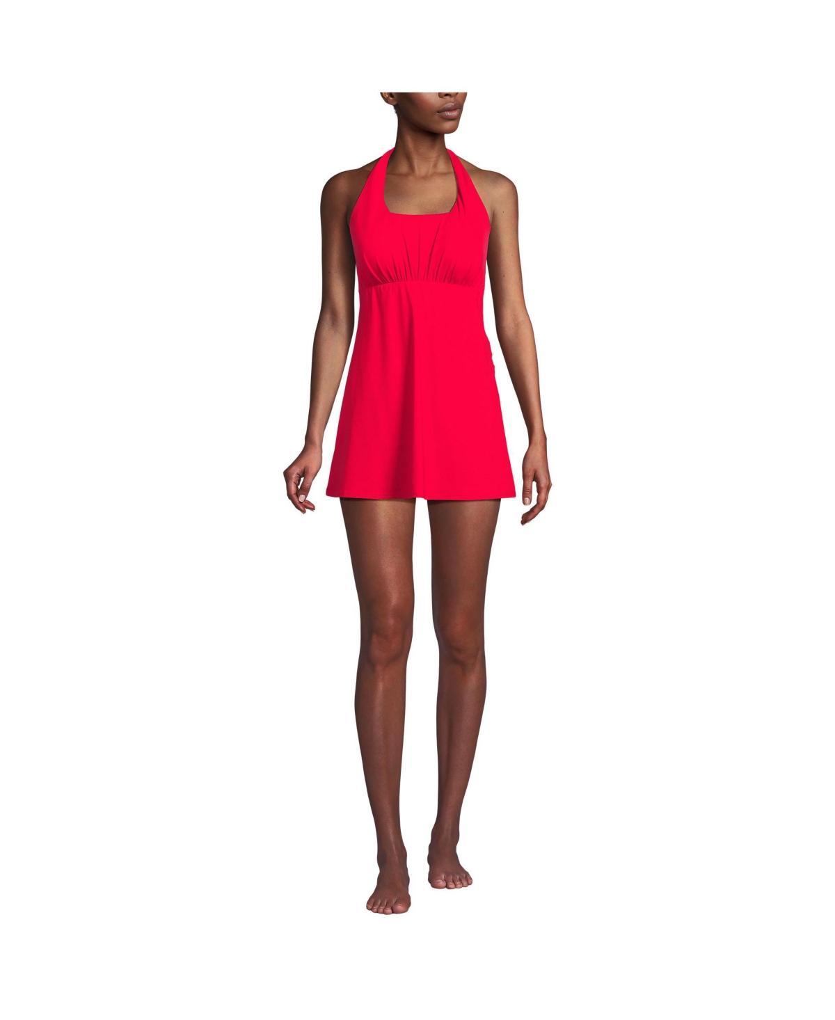 Lands End Womens Square Neck Halter Swim Dress One Piece Swimsuit Product Image