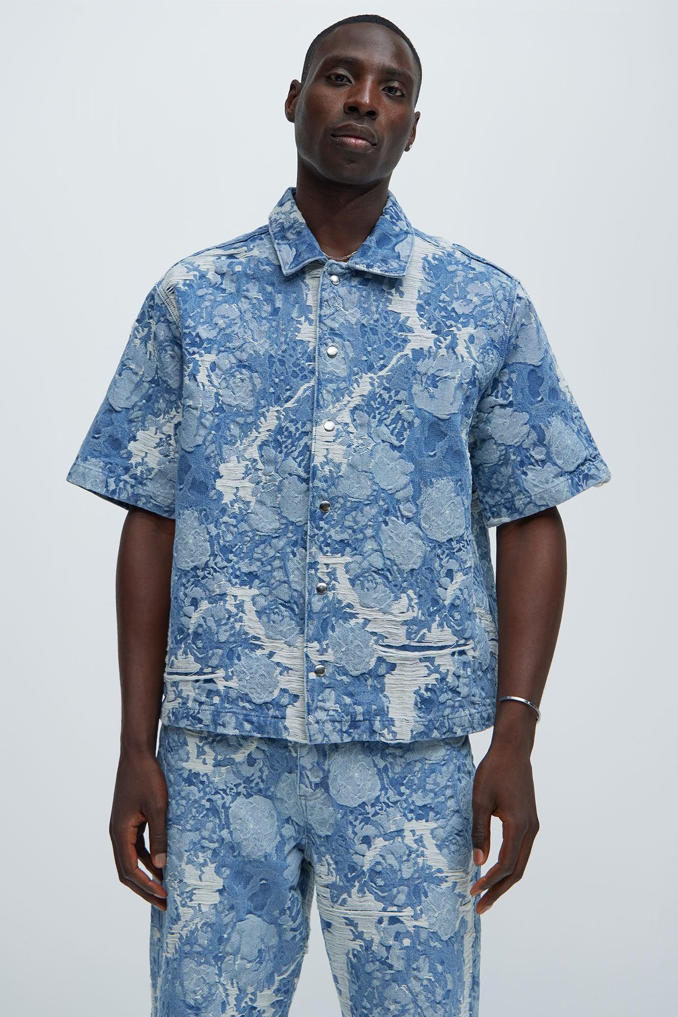 Inspired Jacquard Denim Shirt  - Light Wash product image