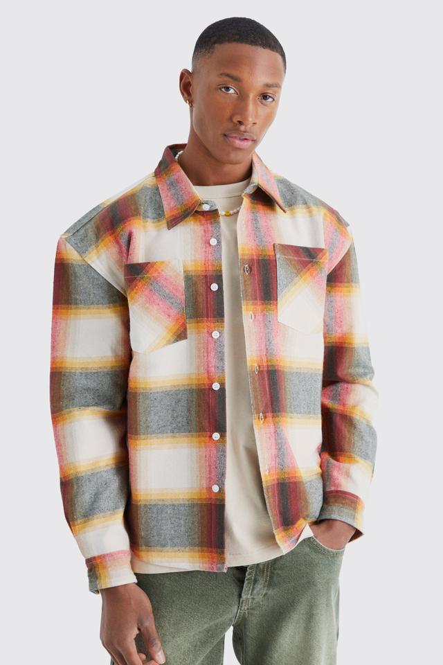 Heavyweight Check Boxy Overshirt | boohooMAN USA Product Image