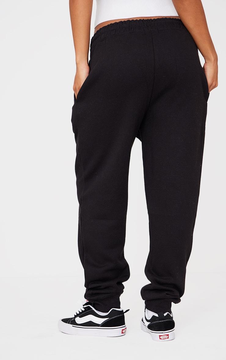 PRETTYLITTLETHING Black Logo High Waisted Cuffed Sweatpants Product Image