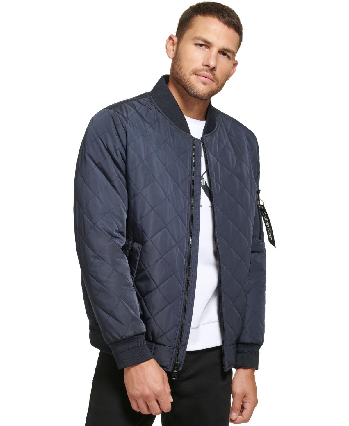 Calvin Klein Mens Quilted Baseball Jacket with Rib-Knit Trim Product Image