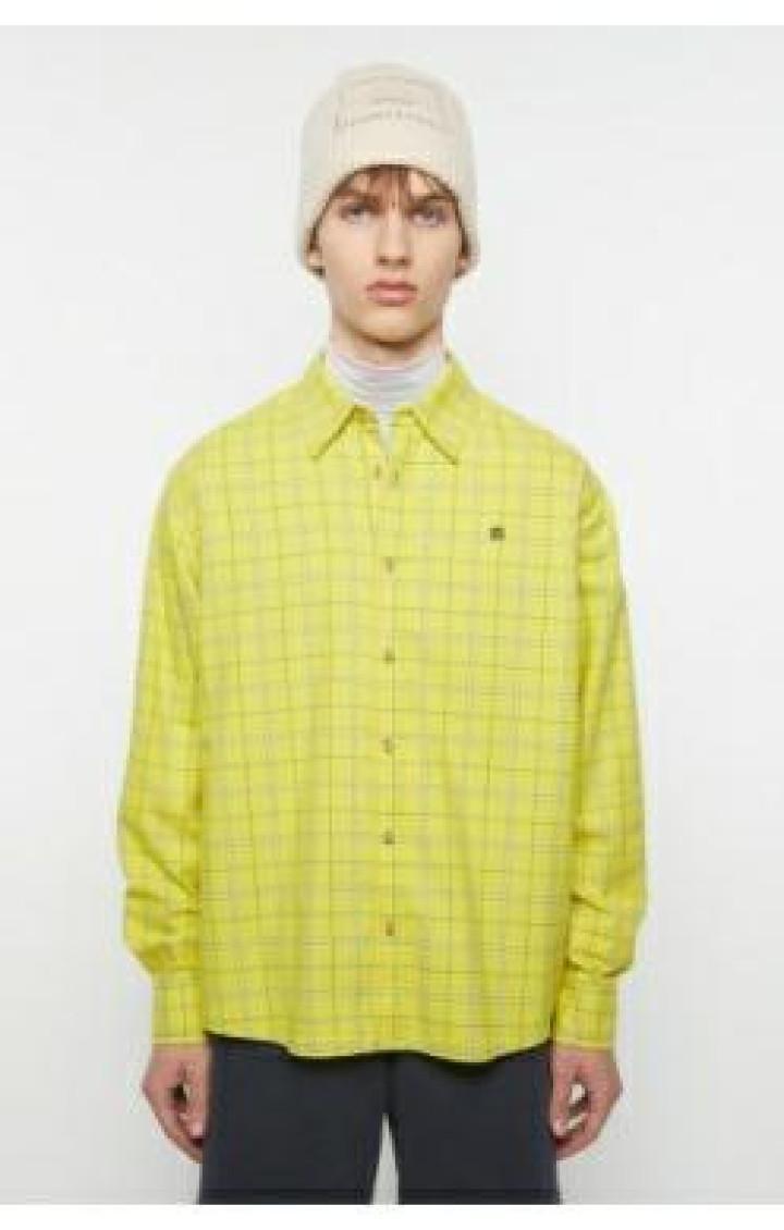 ACNE STUDIOS Checked Long Sleeved Shirt In Yellow Product Image