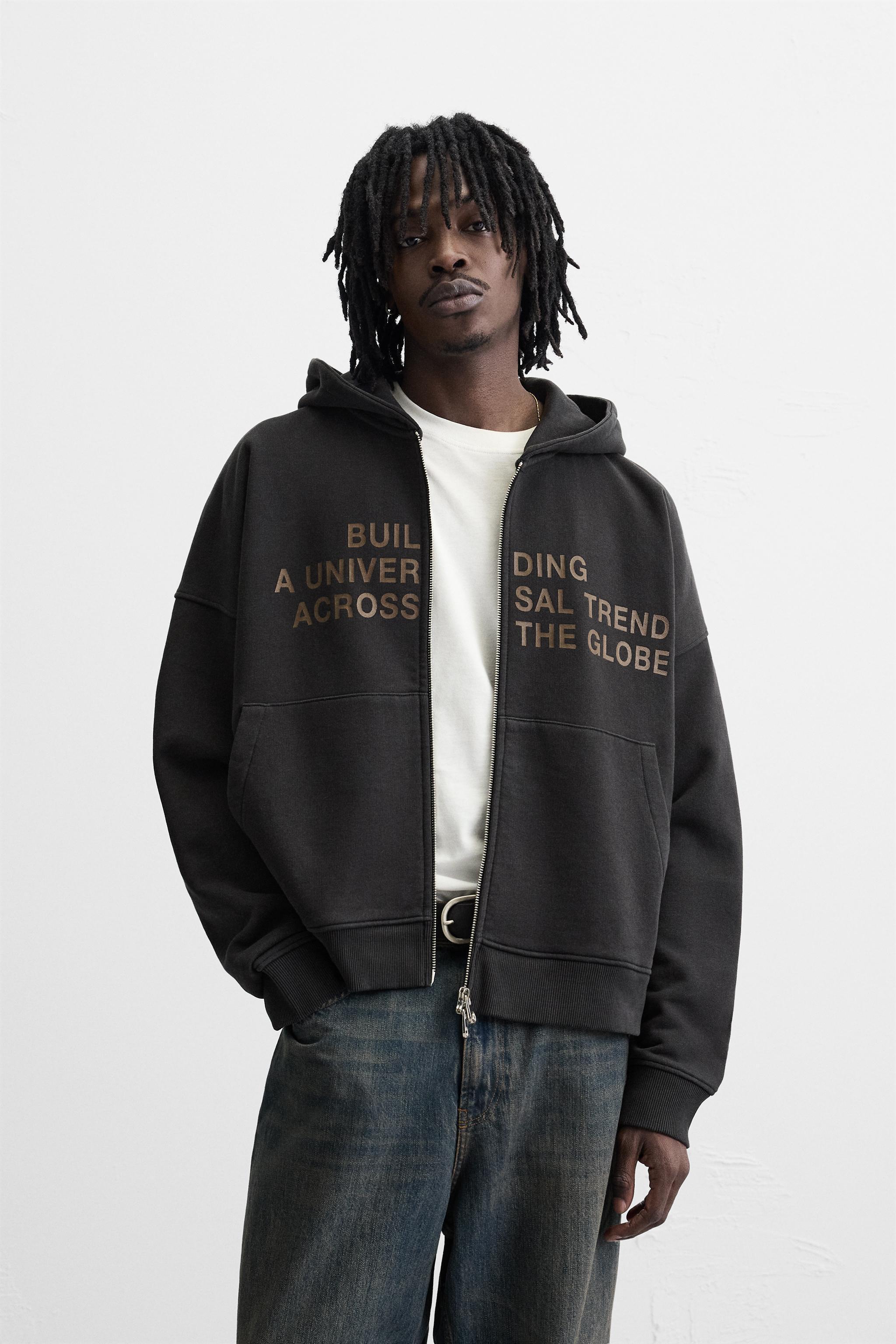 WASHED TEXT ZIP SWEATSHIRT Product Image