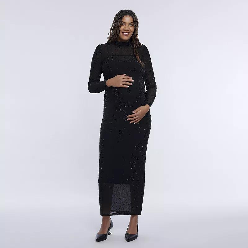 Maternity Motherhood Turtleneck Maxi Dress, Womens Product Image