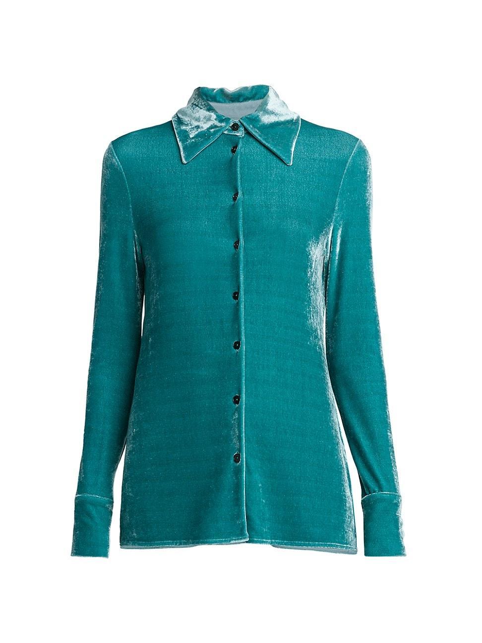 Womens Washed Velvet Slim Shirt Product Image