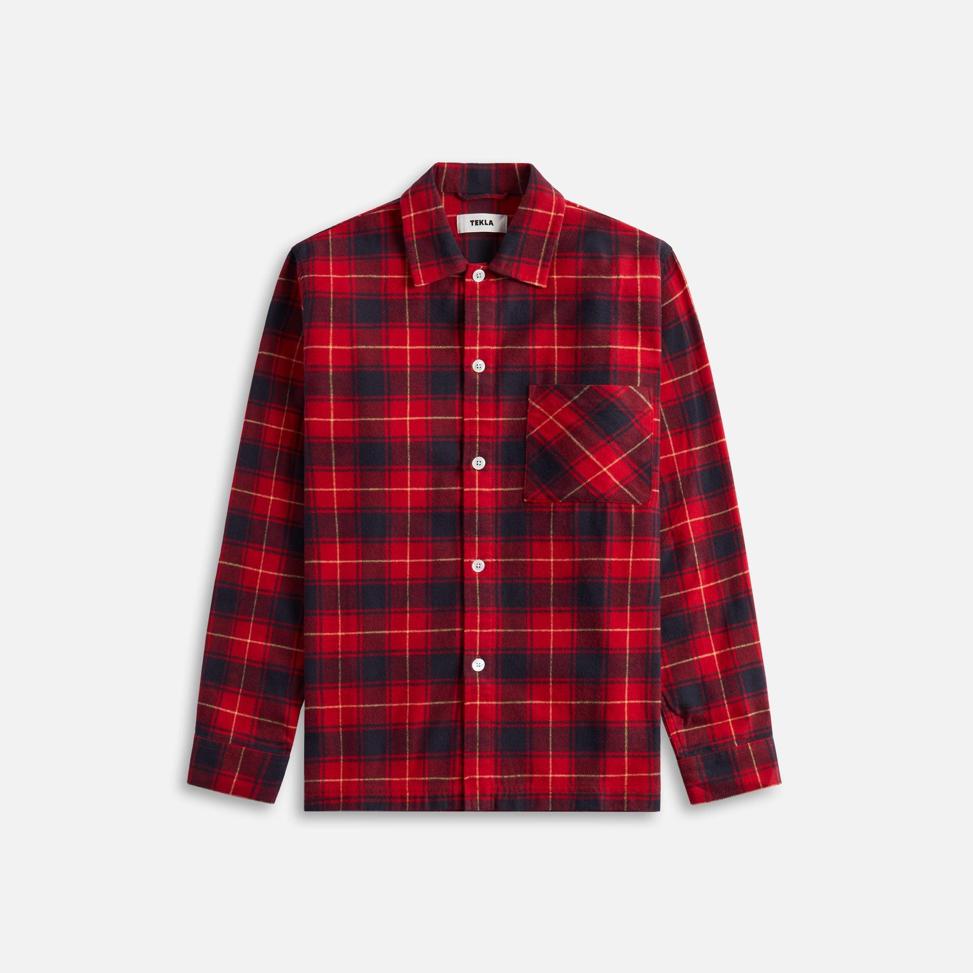 Tekla Plaid Long Sleeve Flannel Shirt - Red Male Product Image