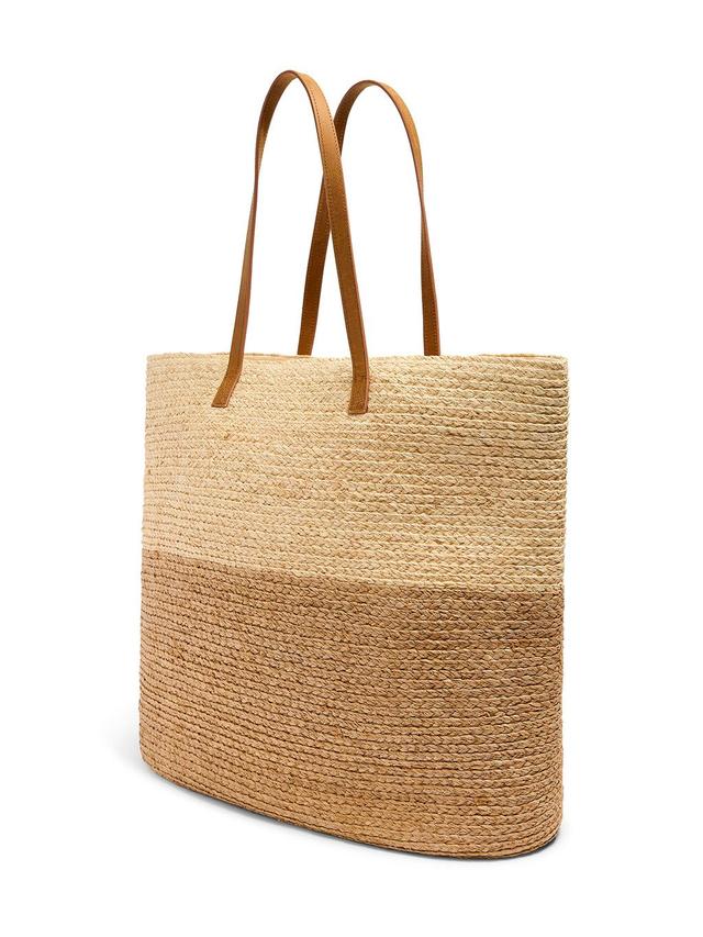 Raffia Colorblock Tote - Natural Product Image