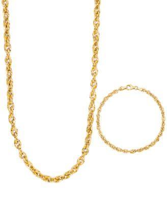 Italian Gold Diamond Cut Rope 18 22 Chain Necklace 7 1 2 Bracelet 3 3 4mm In 14k Gold Made In Italy Product Image