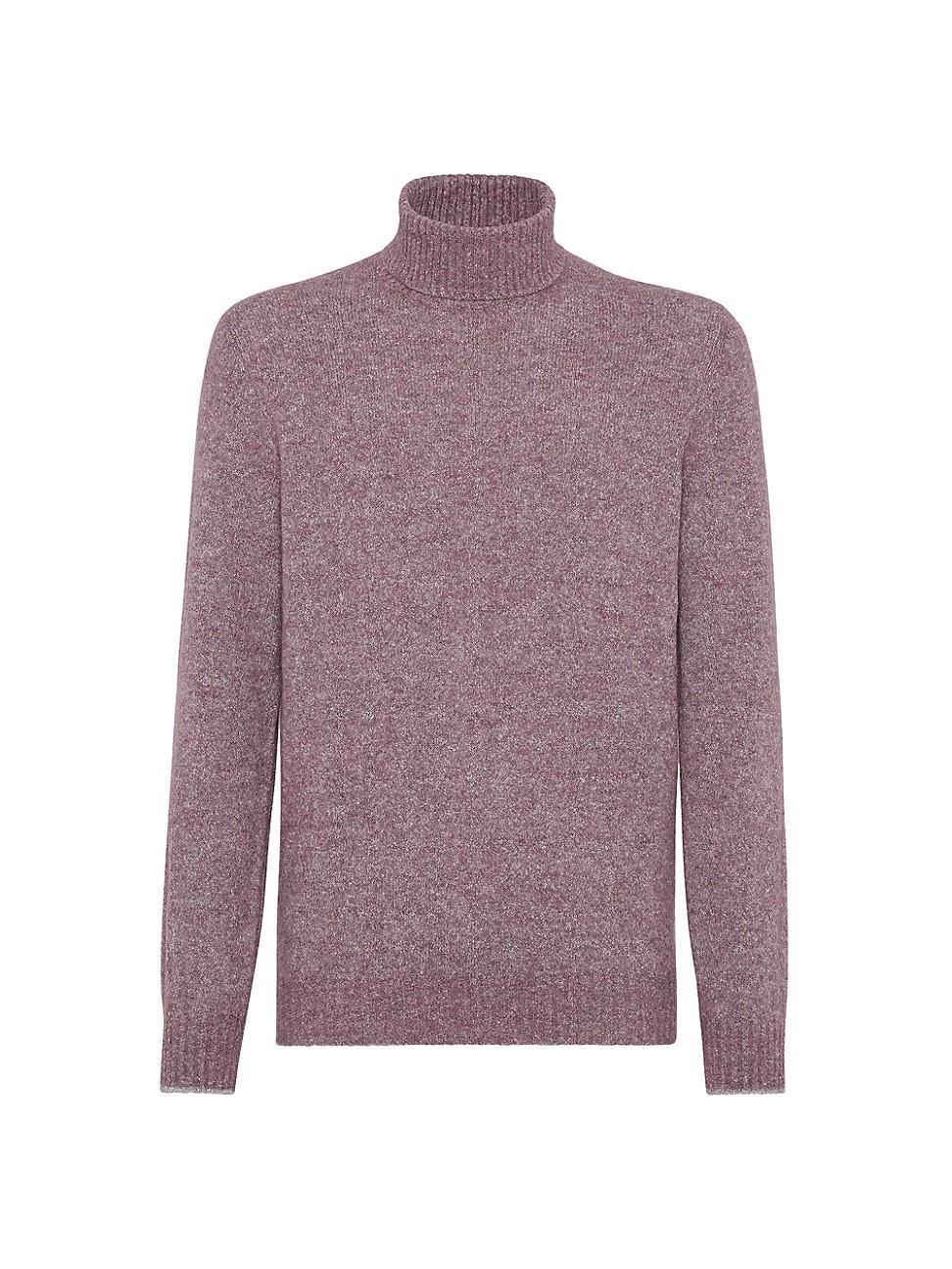 Mens Flecked Alpaca, Cotton and Wool Turtleneck Sweater Product Image