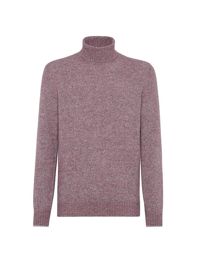 Mens Flecked Alpaca, Cotton and Wool Turtleneck Sweater Product Image