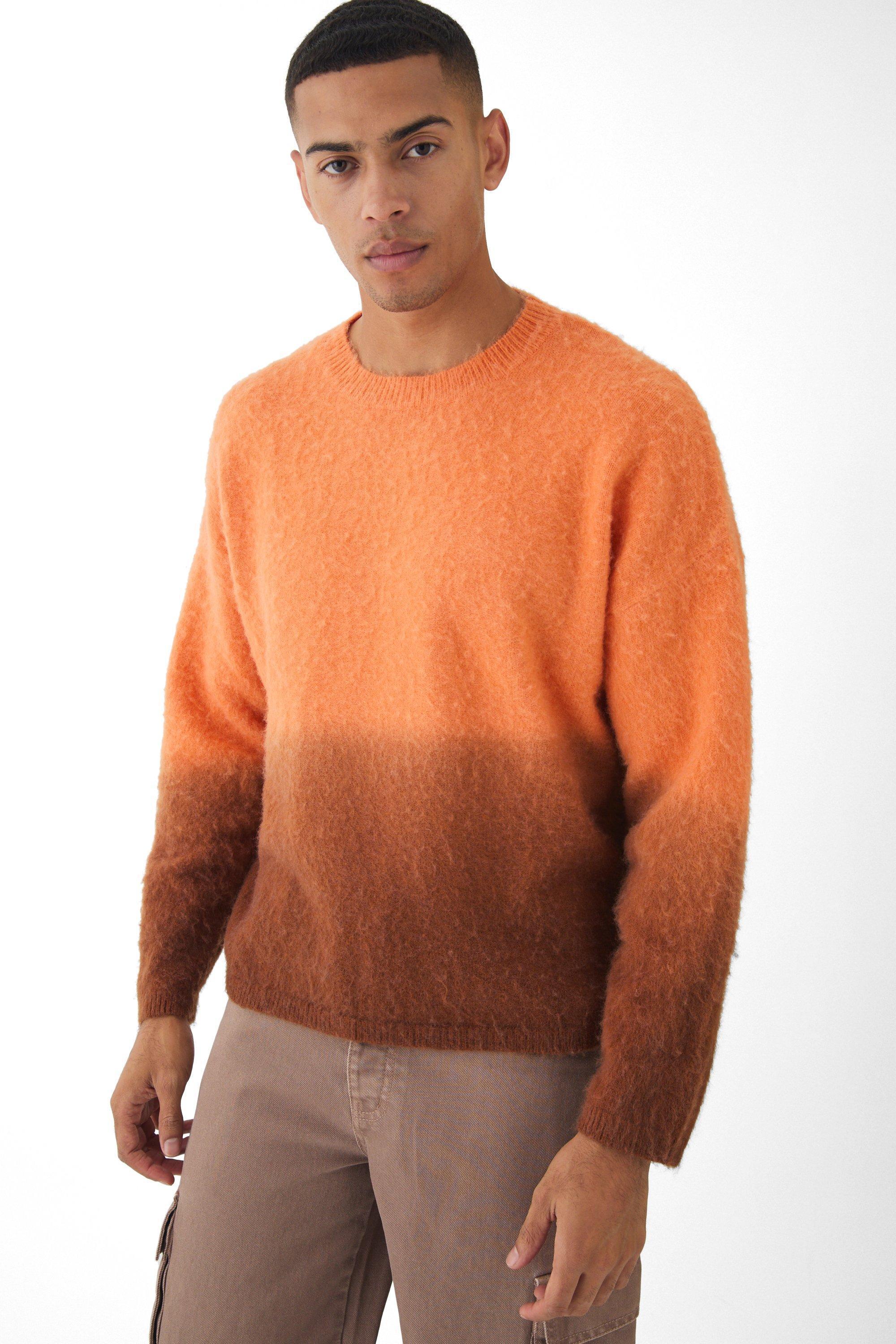 Oversized Boxy Brushed Dip Dye Knitted Sweater | boohooMAN USA Product Image