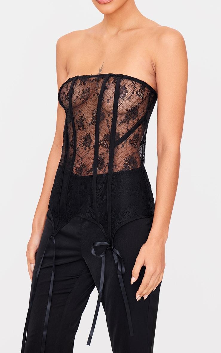  Black Bandeau Lace Corset Jumpsuit Product Image