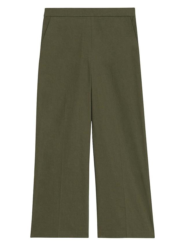 Womens Linen-Blend Cropped Wide-Leg Pants Product Image