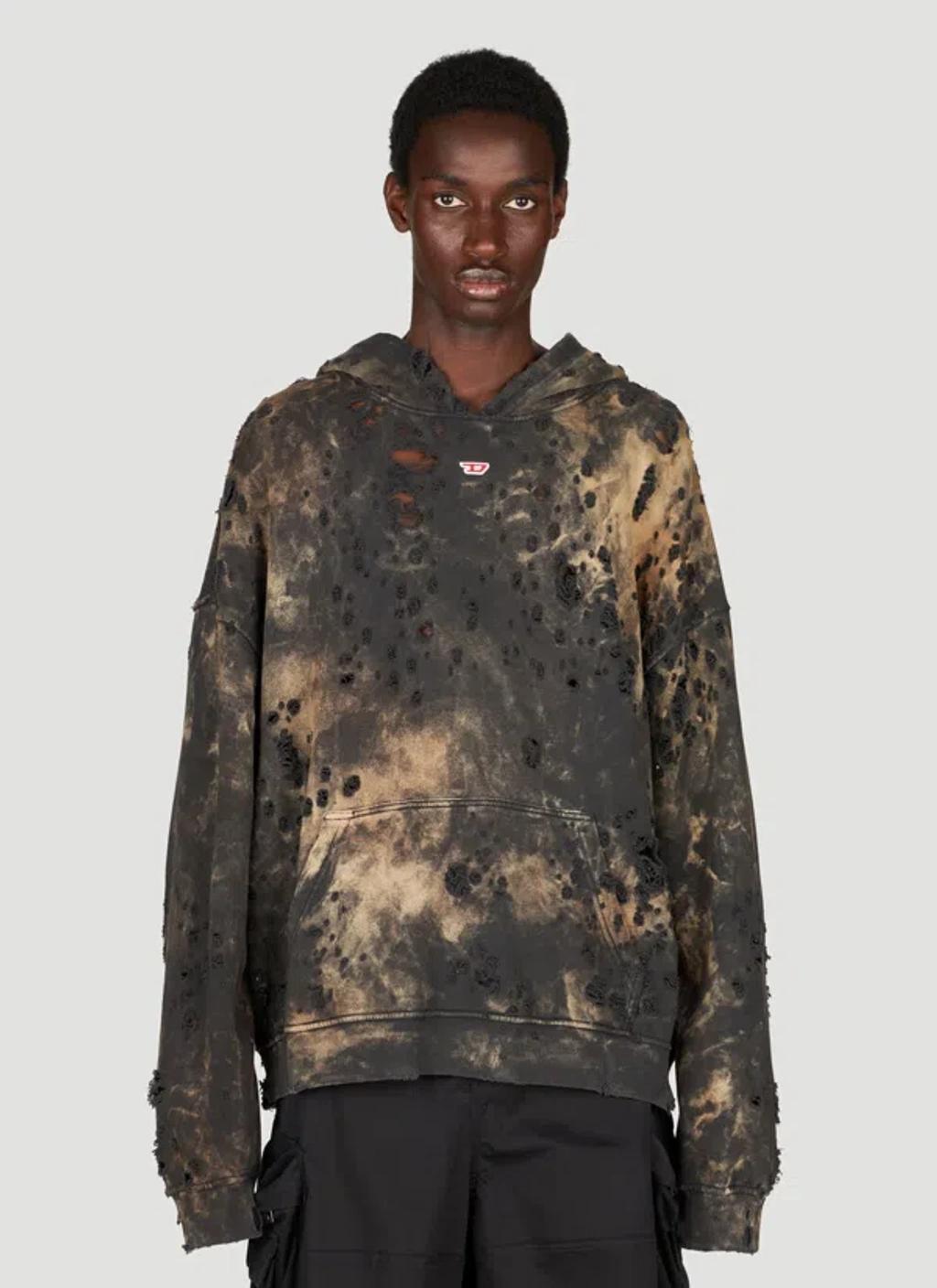 S-boxt-hood-n9 Distressed Cotton Hoodie In Black Product Image