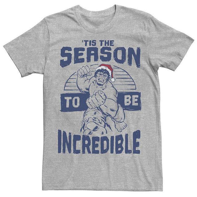 Mens Marvel The Hulk Tis The Season To Be Incredible Christmas Graphic Tee Athletic Grey Product Image