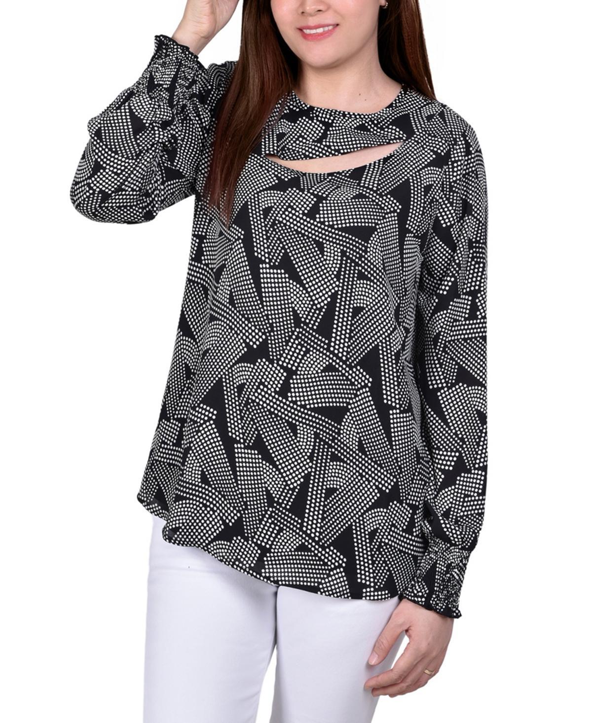 Ny Collection Petite Long Sleeve Dobby Blouse Product Image