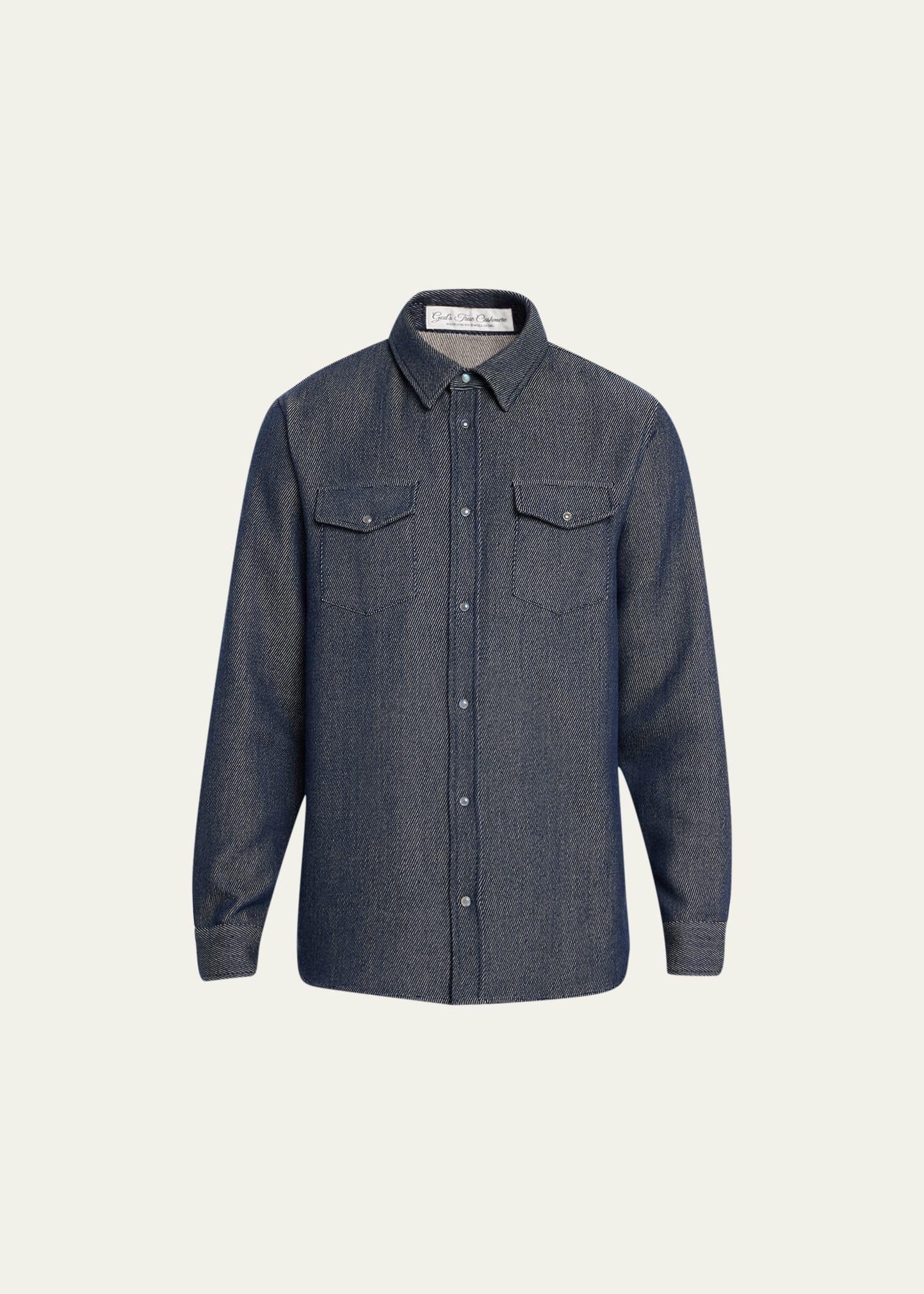 Mens Denim-Effect Western Shirt with Labradorite Snaps Product Image