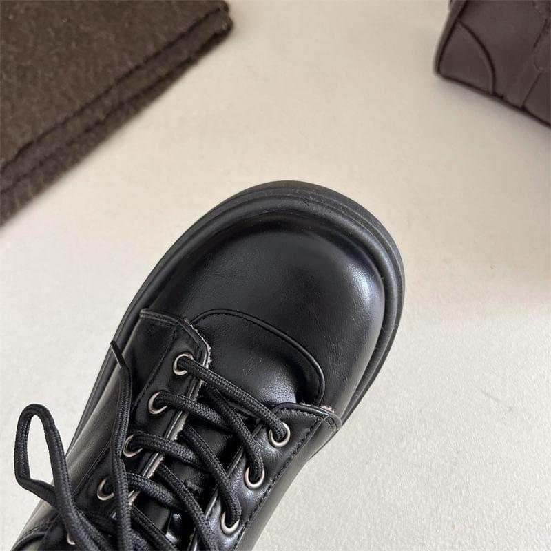 Lace-Up Fleece-Lined Platform Derby Shoes product image