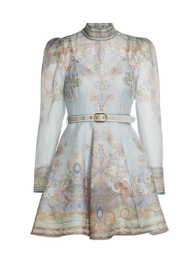 Womens Eden Paisley Linen & Silk Belted Minidress Product Image