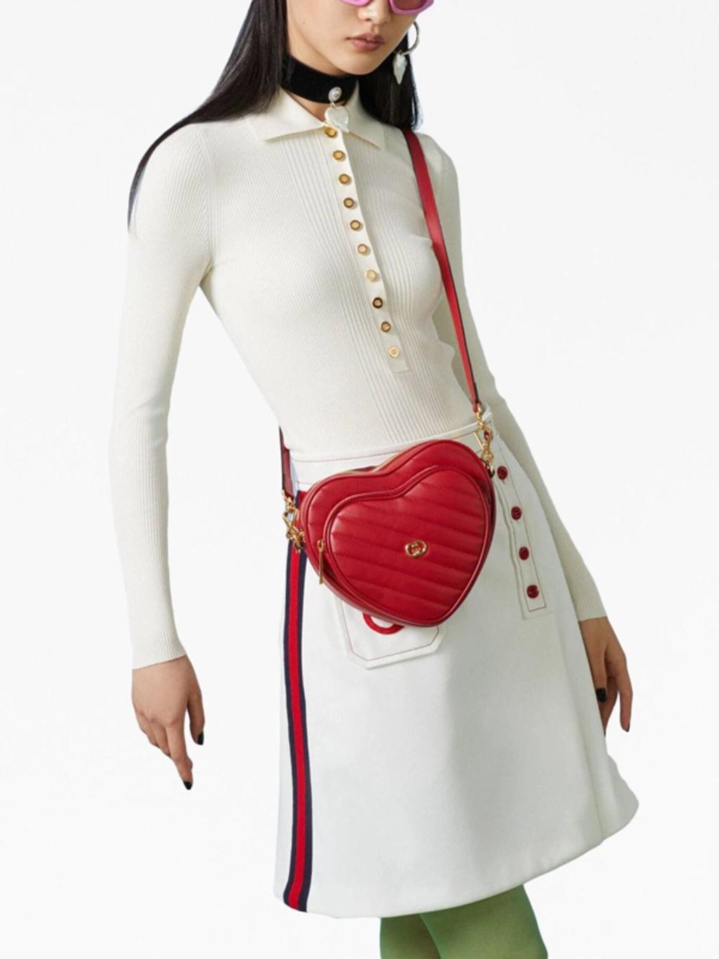 GUCCI Red Interlocking G Mini Heart Shoulder Bag Product Image