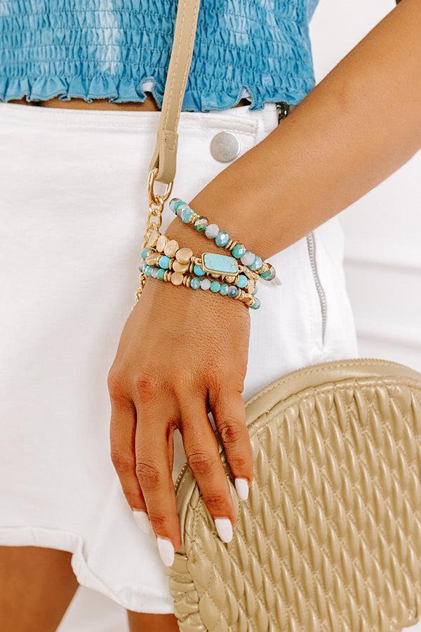 Daily Entertainment Stretch Bracelet Set in Turquoise Product Image