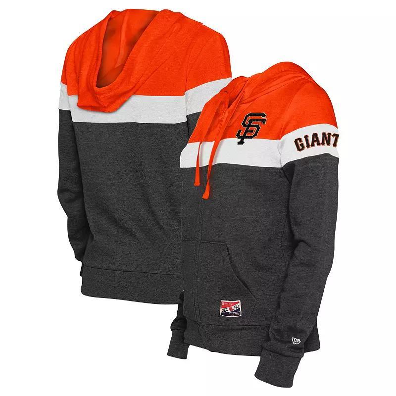 Womens New Era Heather Black San Francisco Giants Colorblock Full-Zip Hoodie Jacket Product Image