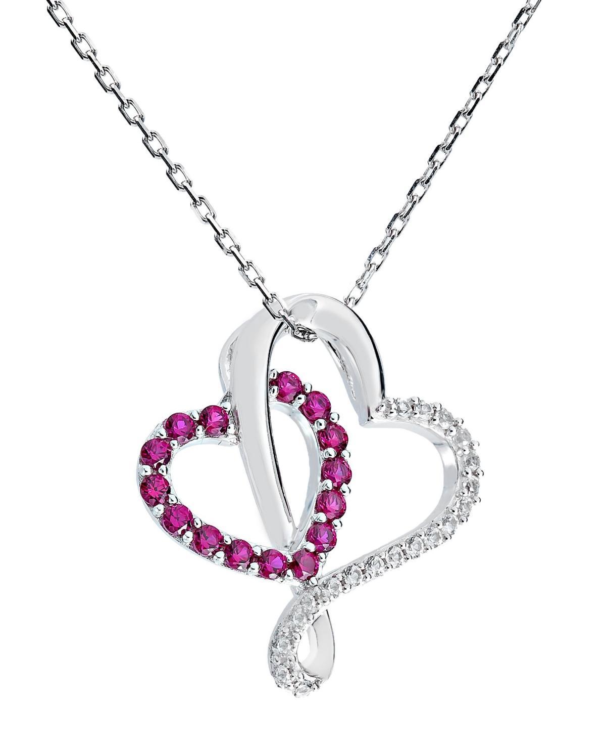 Womens Double-Heart Pendant Necklace in Sterling Silver Product Image