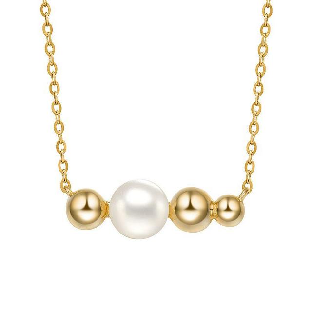 14k Gold Sterling Silver Freshwater Cultured Pearl Necklace, Womens Gold Tone Product Image