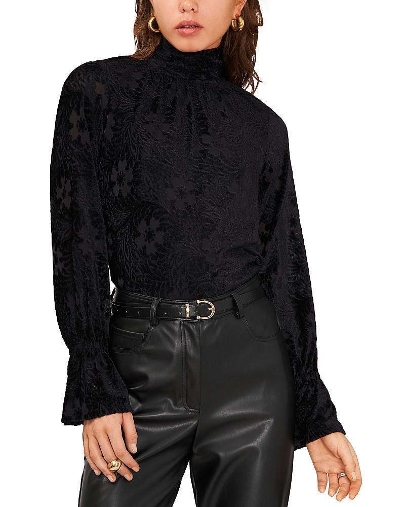 1.state Womens High-Neck Open-Back Long-Sleeve Blouse Product Image