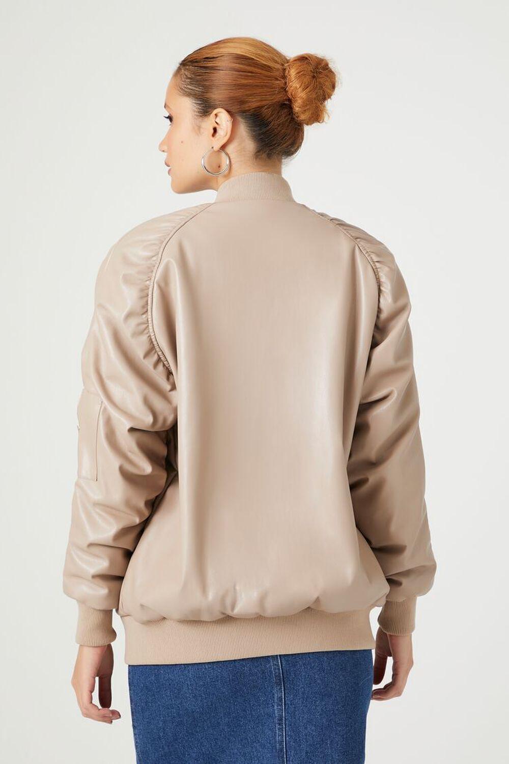 Faux Leather Ruched Bomber Jacket | Forever 21 Product Image