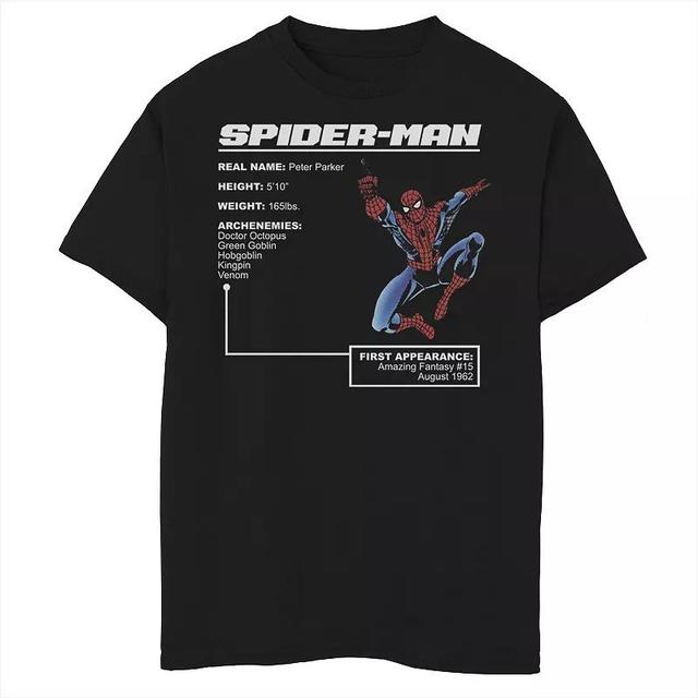 Boys 8-20 Marvel Spider Man Stats Poster Graphic Tee, Boys Product Image