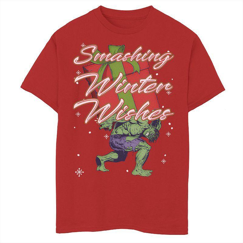 Mens Marvel Hulk Smashing Winter Wishes Christmas Tee, Boys Product Image