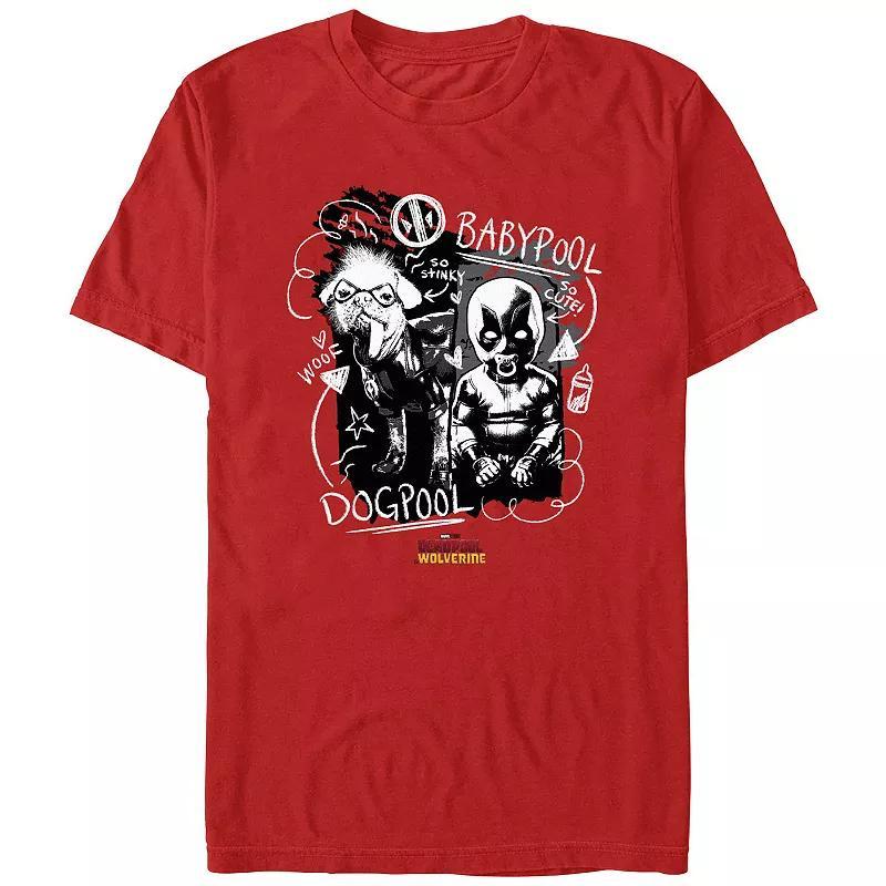 Mens Marvel Deadpool And Wolverine Dogpool And Babypool Graphic Tee Product Image