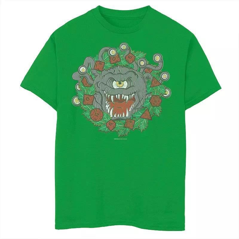 Boys Dungeons & Dragons Christmas Beholder Wreath Graphic Tee, Boys Product Image