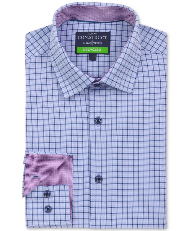 Mens Recycled Slim Fit Check Performance Stretch Cooling Comfort Dress Shirt Product Image