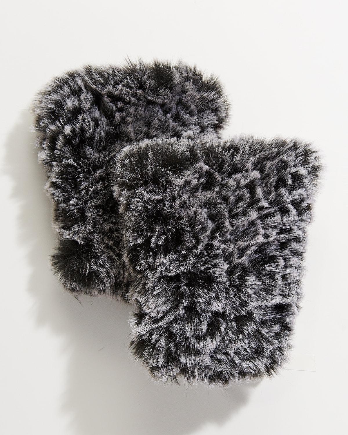 Faux Fur Knitted Fingerless Mittens Product Image