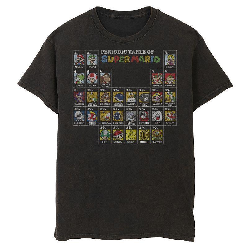 Mens Nintendo Super Mario Periodic Table Of Character Panel Grid Graphic Tee Product Image