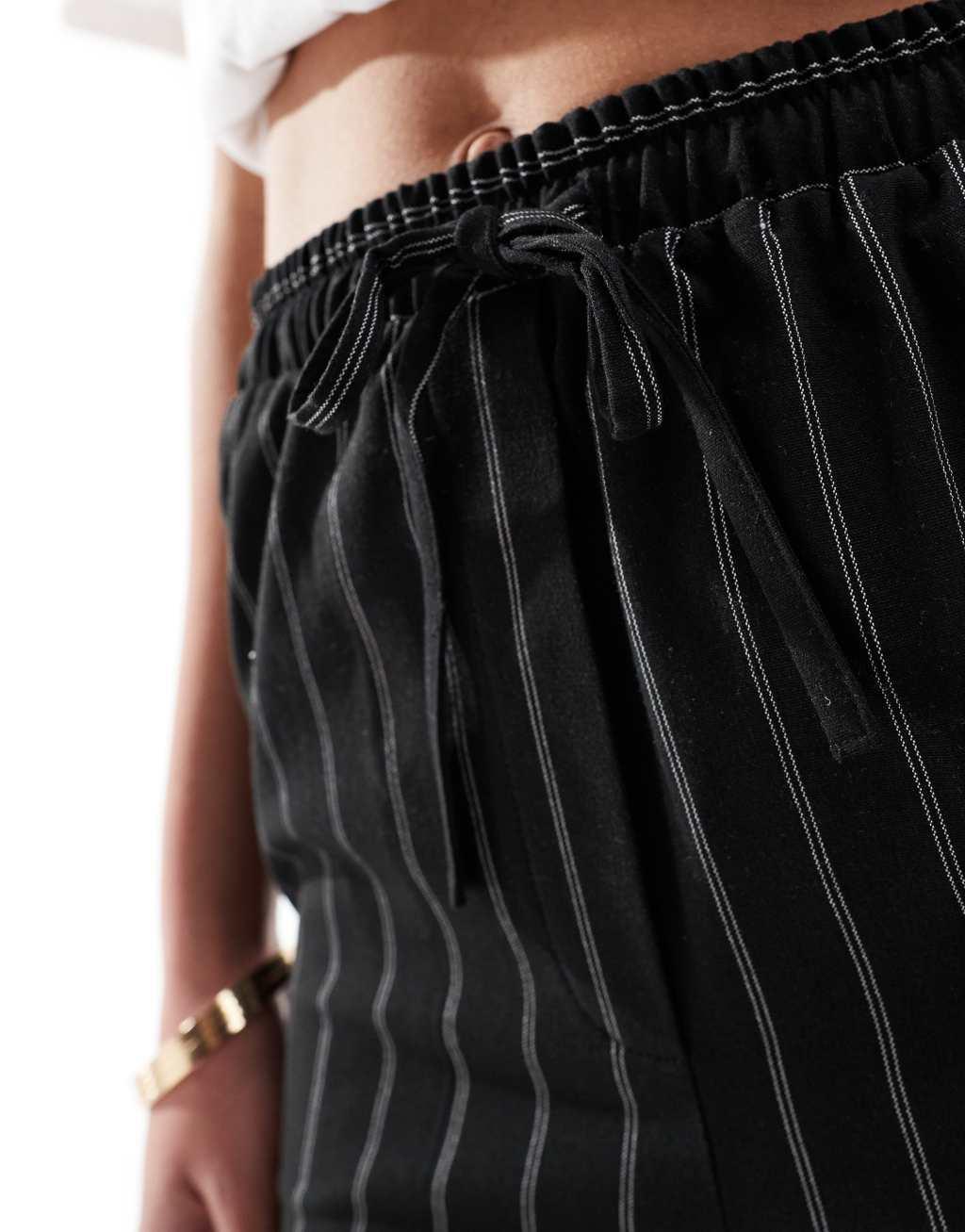 ASOS DESIGN Tall tailored pull on pants in black stripe Product Image