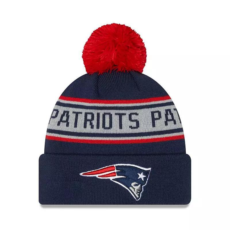 Mens New Era New England Patriots Repeat Cuffed Knit Hat with Pom, Blue Product Image