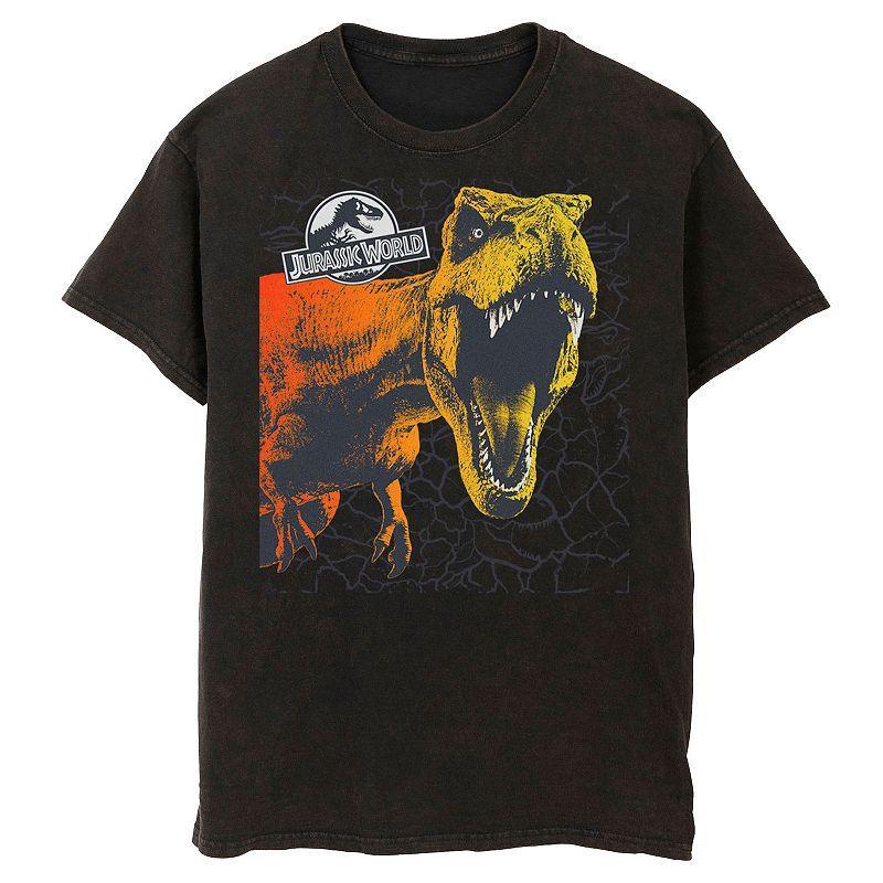 Mens Jurassic World Two T-Rex Color Pop Cracks Tee Grey Product Image